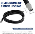 Zookpr flexible ribbed hose laid out demonstrating its full nine point eight feet length.