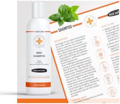Natural peppermint lice prevention shampoo 8 fluid ounce bottle