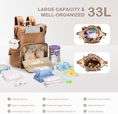 Vonal unisex parent bag with included portable changing pad