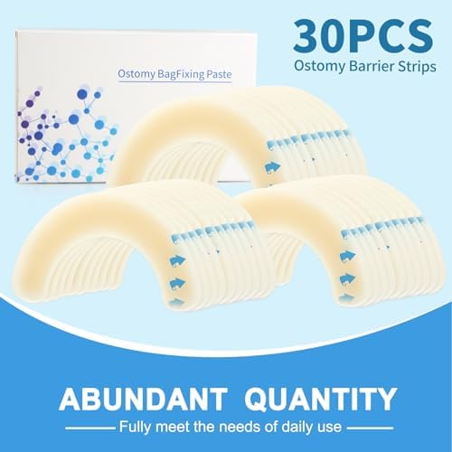 Curved hydrocolloid adhesive tape strips for colostomy and ileostomy bags