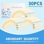 Curved hydrocolloid adhesive tape strips for colostomy and ileostomy bags