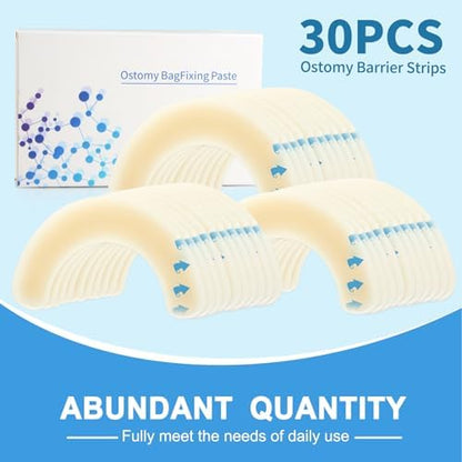 Curved hydrocolloid adhesive tape strips for colostomy and ileostomy bags