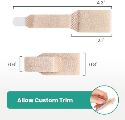 Close up of Welnove foam lined bandages for broken toe protection