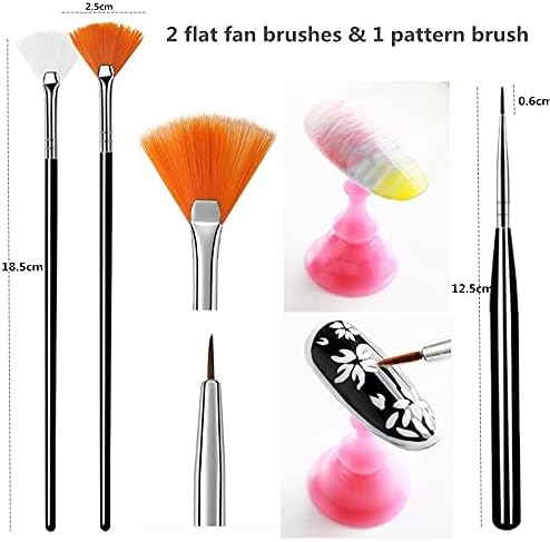 Manicure Tool Set Components Arranged showing Brushes and Dotting Instruments