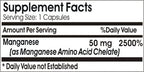 Naturetition Supplements Chelated Manganese 50mg dietary supplement label details