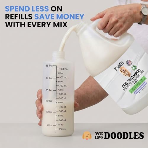We Love Doodles shampoo bottle with secure cap design