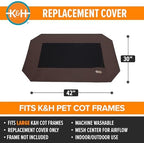 K&H Pet Products breathable mesh dog cot cover large size being fitted onto a raised pet bed frame