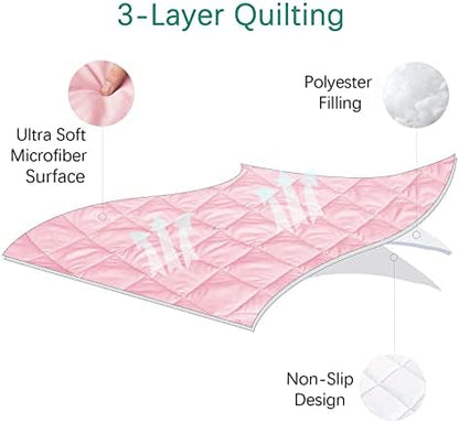 Close up details of the premium pink 250 thread count microfiber material