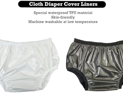 Reusable black and white adult diaper covers side view
