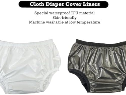 Reusable black and white adult diaper covers side view