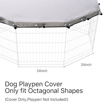 Weatherproof black octagon pet enclosure top shade providing sun protection.