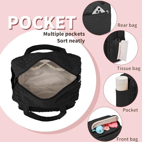 Fwkekye mini diaper bag interior view highlighting the 8 pocket organization.