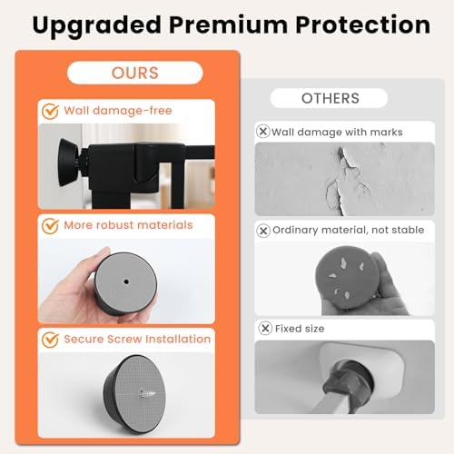 Black Mumeasy baby gate extension kit showcasing the four durable square wall savers