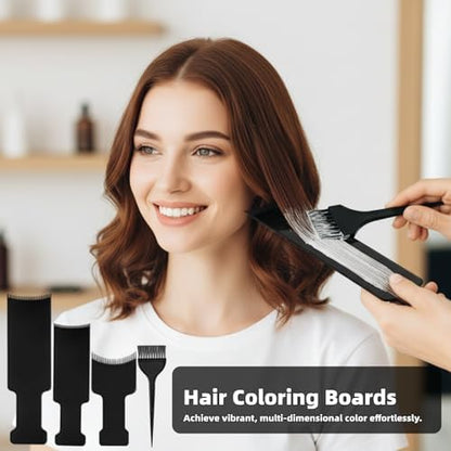 Complete set of hair dye tools including cape and gloves