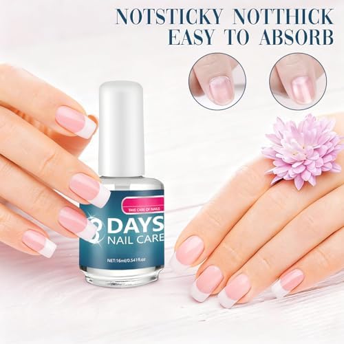 Side view of the packaging highlighting the 3 day visible results claim for fragile nails.