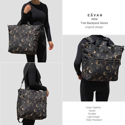 Esvan celestial print tote bag worn as a crossbody
