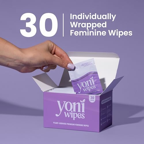 Yoni Wipes pH-balanced biodegradable feminine wipes with Aloe Vera and Vitamin E.