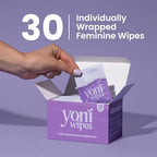 Yoni Wipes pH-balanced biodegradable feminine wipes with Aloe Vera and Vitamin E.