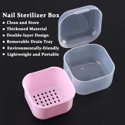 Sutokaka plastic disinfection container with strainer basket lifted