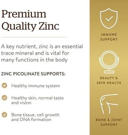 Premium highly absorbable chelated zinc picolinate tablets for skin health