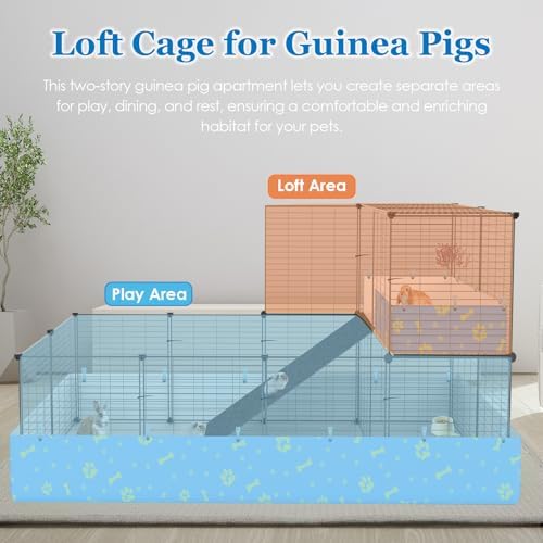 2-Story Guinea Pig Cages with Tarp, Large C&C Loft Cage for Rabbit Bunny Puppy Small Animal Indoor Dog Playpen Pet Exercise Enclosure, 25 Panels - Image 8