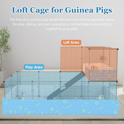2-Story Guinea Pig Cages with Tarp, Large C&C Loft Cage for Rabbit Bunny Puppy Small Animal Indoor Dog Playpen Pet Exercise Enclosure, 25 Panels - Image 8