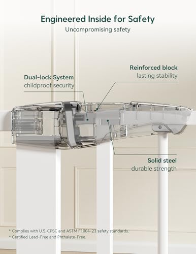 Babelio child protection door showing the extension kits and wall protectors attached.