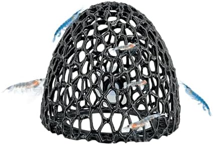 Black 3D printed shrimp dome hide habitat with multiple entryways