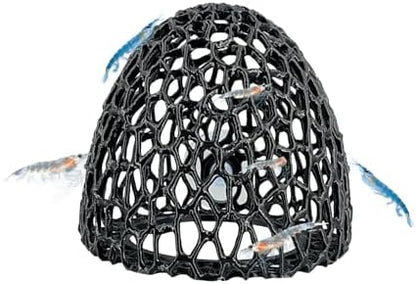 Black 3D printed shrimp dome hide habitat with multiple entryways