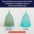 Organic powder packets for removing discoloration from reusable period discs.