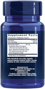 Life Extension Resveratrol Elite nutritional facts panel label