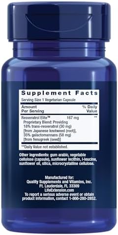 Life Extension Resveratrol Elite supplement facts label