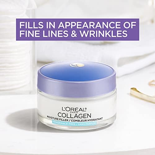 L'Oreal Paris Collagen daily face moisturizer packaging displaying fragrance free benefit