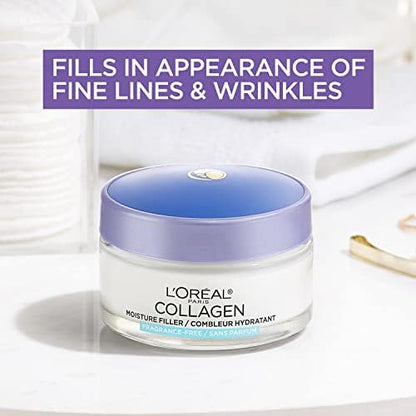 L'Oreal Paris Collagen daily face moisturizer packaging displaying fragrance free benefit