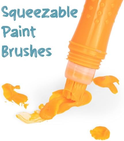 Twelve vibrant classic colors tempera paint pens for toddlers close up