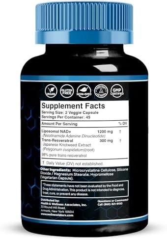 Wellness Labsrx Liposomal NAD Supplement back label ingredients and directions