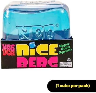 Oversized Needoh Nice Berg stress relief toy being squeezed in hand