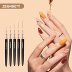 Nail artist using Zeohbety liner brush for intricate design