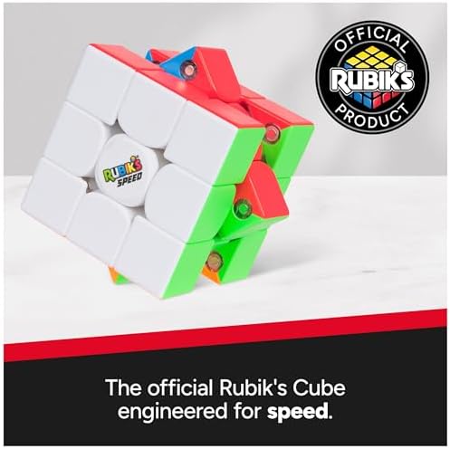 Rubik's speed puzzle cube angled shot demonstrating the smooth mechanical turning mechanism.