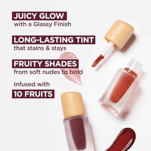 Laka Fruity Glam Lip Tint Mini, 1.9g/0.07oz, Glowing Lip Stain with Wide Color Spectrum, Hydrating & Lightweight Texture, Long-Lasting Bold Stain, Non-Sticky, Vegan, K-Beauty (#120 Caffeine rose) - Image 4