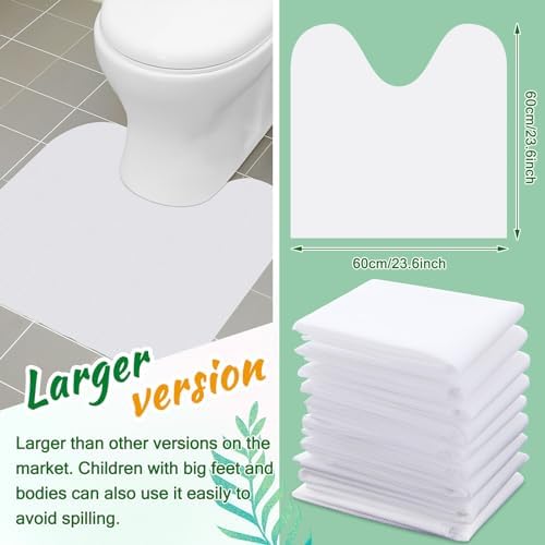 Drydiet U-shaped absorbent floor protector mat positioned perfectly around a white toilet base.