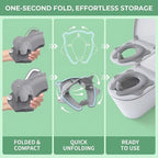 SKYROKU portable toilet seat installed on an adult bathroom commode
