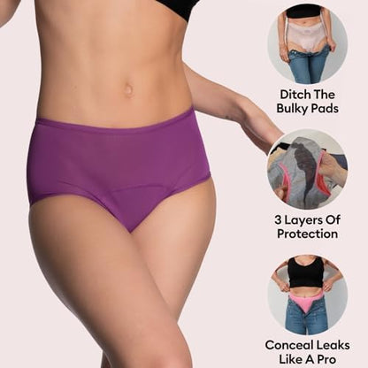 Everdries senior women underwear inside out view focusing on the comfortable moisture barrier panel.