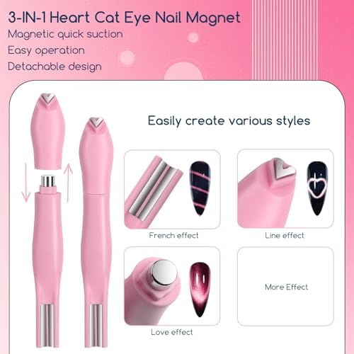 Professional nail technician using cat eye magnet tool