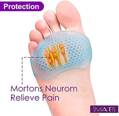 SMATIS metatarsal pads displayed as a 2 pair set for orthopedic pain relief.