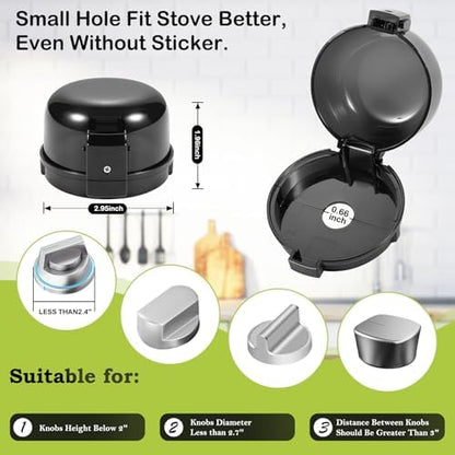 Stove knob safety covers measuring guide for diameter