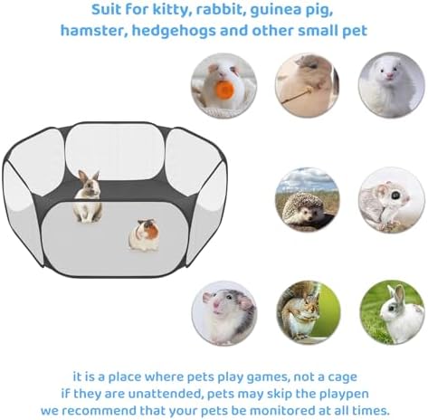 Amakunft Small Animal Playpen, Pop-Up Portable Play Yard for Guinea Pigs, Rabbits, Hamsters, Hedgehogs, Foldable Exercise Fence with Breathable Mesh for Indoor Outdoor Use - Image 5