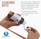 Dynarex povidone iodine bottle next to medical gauze application