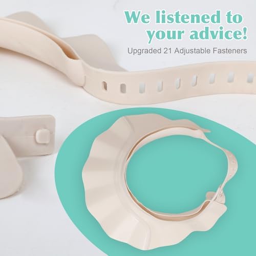 Adjustable toddler bathing crown visor showing secure back strap mechanism