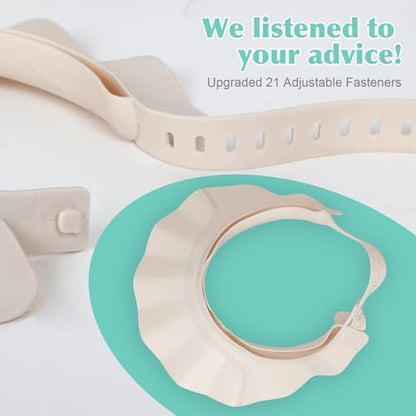 Adjustable toddler bathing crown visor showing secure back strap mechanism